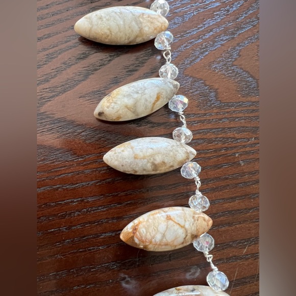 Handmade jasper & crystal statement necklace - Picture 4 of 7